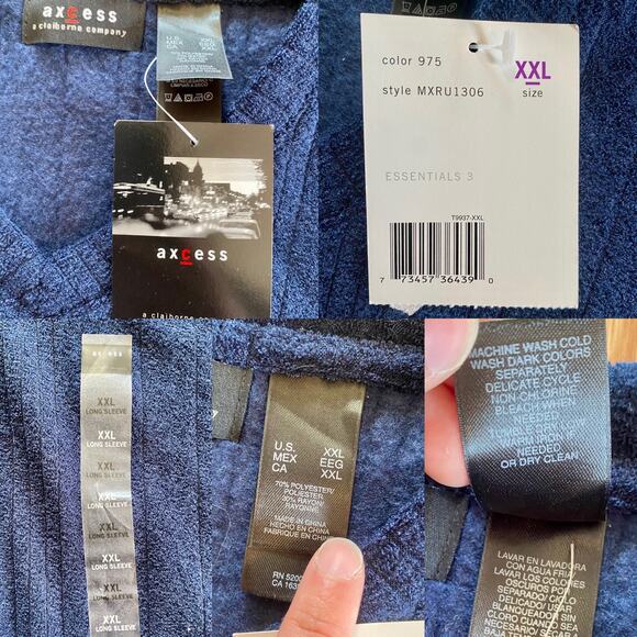 Liz Claiborne Axcess Vintage Blue V-Neck Sweater Mens XXLarge - Picture 10 of 11